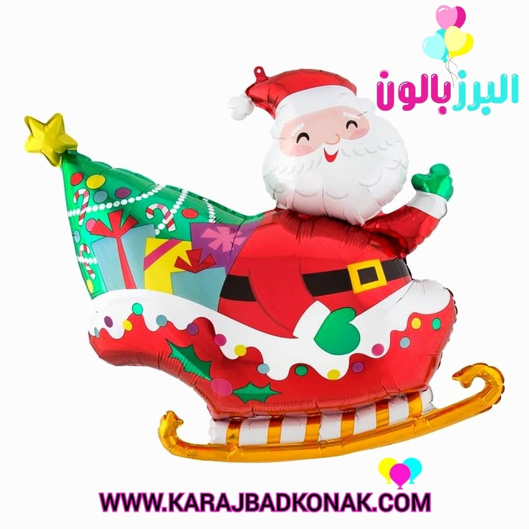 بادکنک فویلی بابانوئل سورتمه سوار