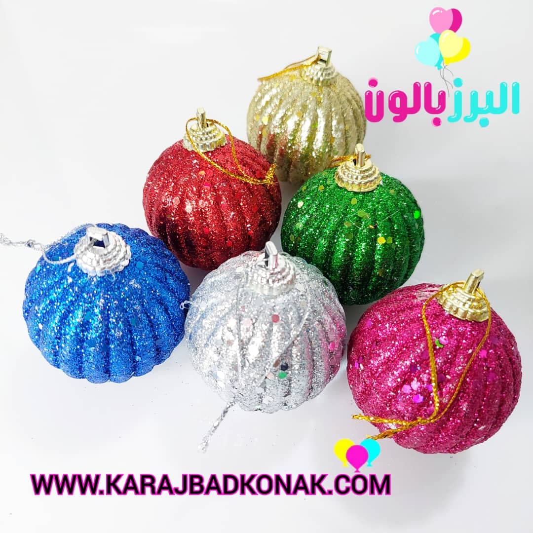 گوی براق چینی کریسمس (6عددی)