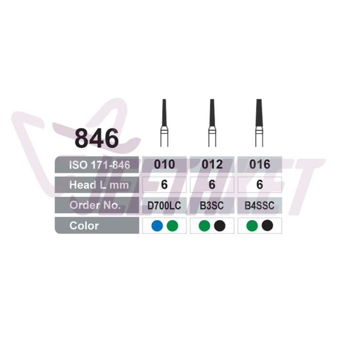 فرز الماسه تراش مدل تیپر توربین/846_Flat End shoulder/Dentalree — تصویر ۳