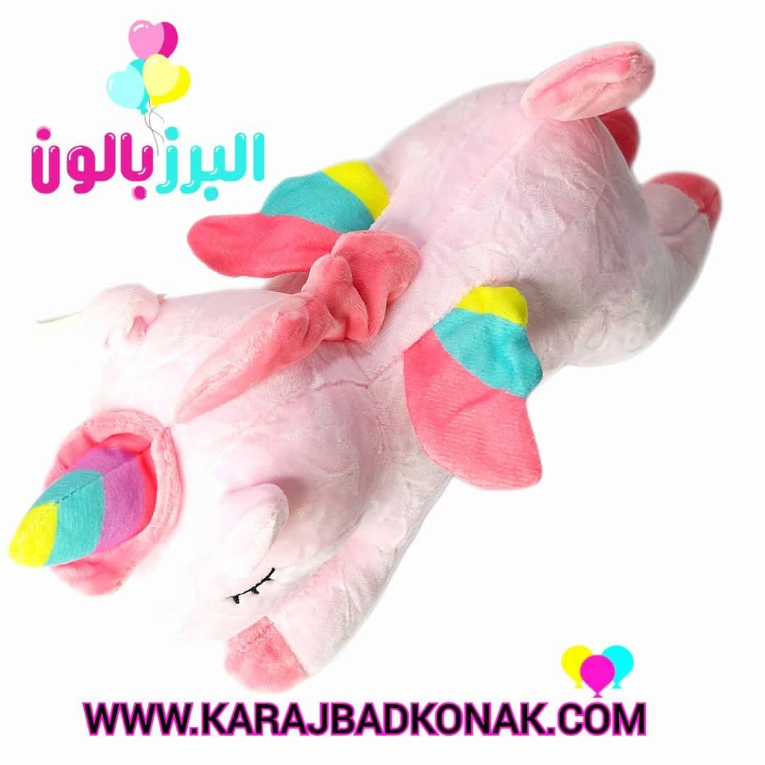 عروسک یونیکورن خوابیده رنگین کمانی(اسب تک شاخ) — تصویر ۳