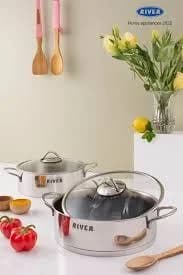 قابلمه تک سایز 16 نیمه مات خط دار طلایی ریور 3860 LG