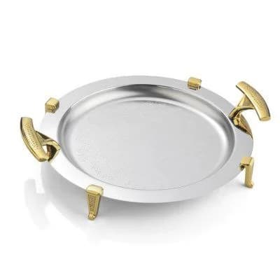 سینی دایره دسته طلایی نگینی پایه دار ریور کد BG1426
