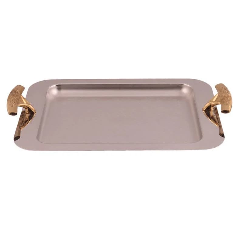 سینی مستطیل بزرگ دسته طلایی نگینی ریور کد G1126