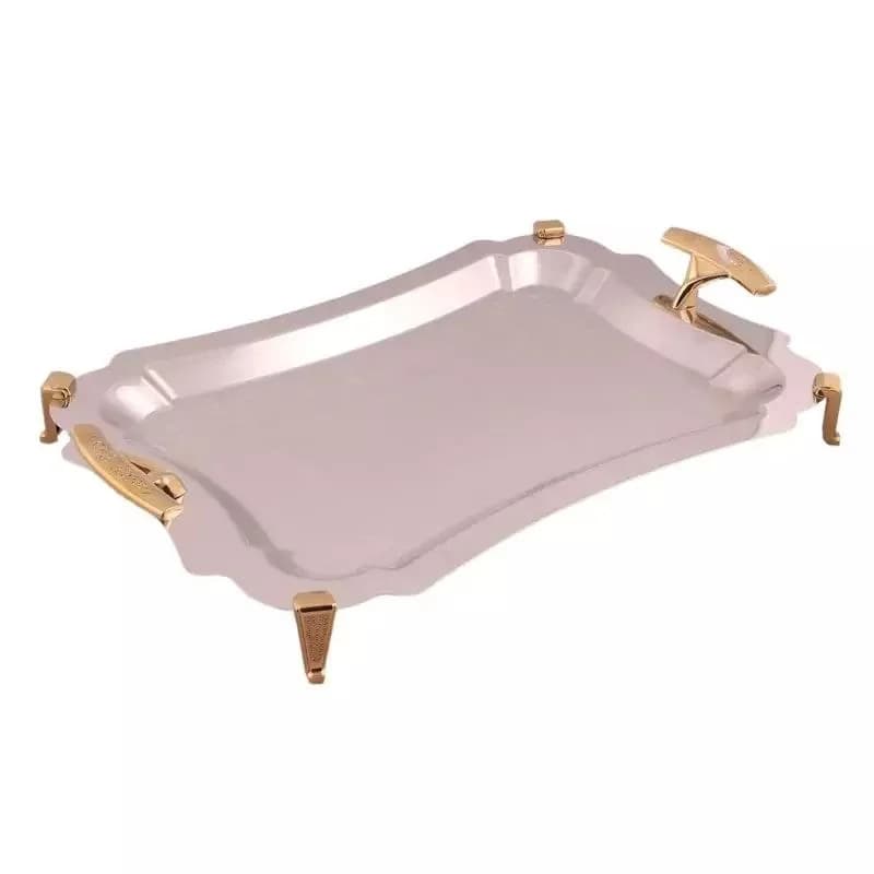 سینی مستطیل متوسط دالبر دسته طلایی Diamond پایه دار ریور کد BG7216