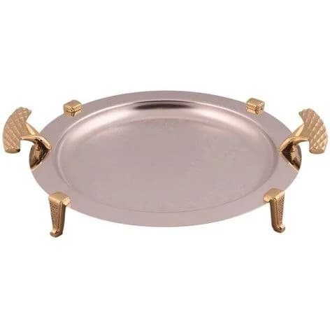 سینی دایره دسته طلایی Diamond پایه دار BG1416