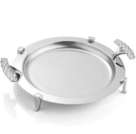 سینی دایره دسته نقره ای Diamond پایه دار ریور کد B1416