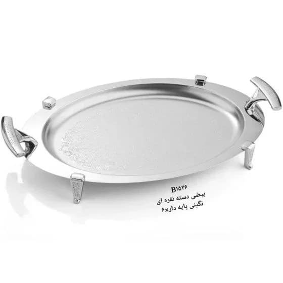 سینی بیضی دسته نقره ای Diamond پایه دار ریور کد B1516
