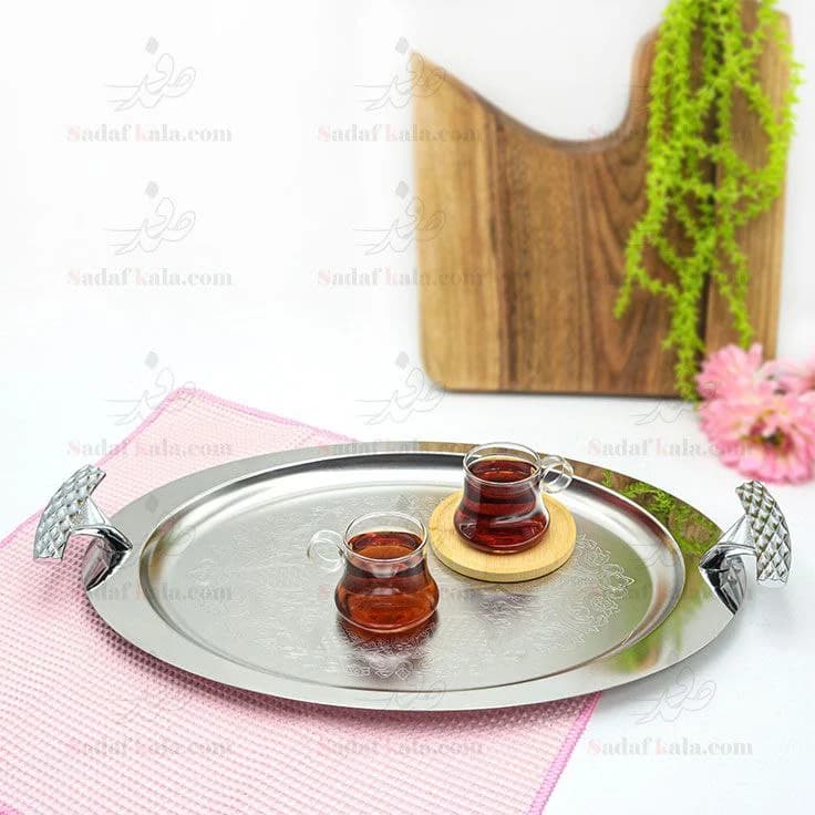 سینی بیضی دسته نقره ای Diamond ریور کد 1516