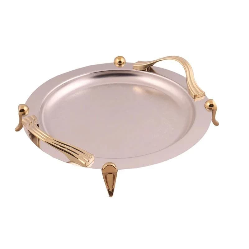 سینی دایره دسته طلایی Wave طرح دار پایه دار ریور کد BG1477