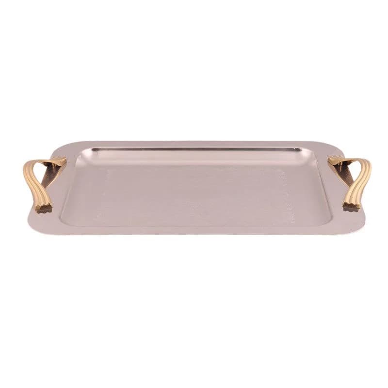 سینی مستطیل بزرگ دسته طلایی Wave ساده ریور کد G1137