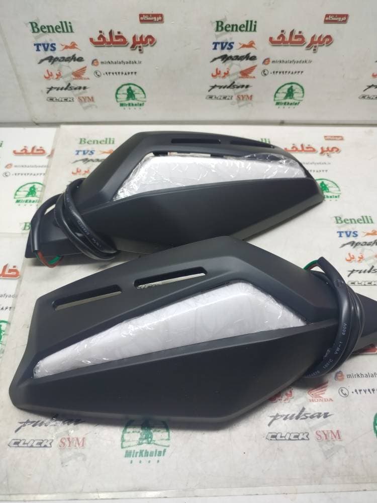 قاب دسته محافظ (فلاپ) موتور تریل فلات پرواز طرح crf سی ار اف جدید نیوفیس مشکی چراغ دار اصلی (جفتی) — تصویر ۲