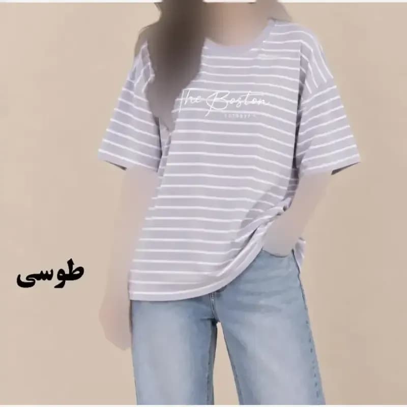 تیشرت باکسی رینگی نخ پنبه زنانه و دخترانه فری سایز مناسب تا سایز 50 — تصویر ۶