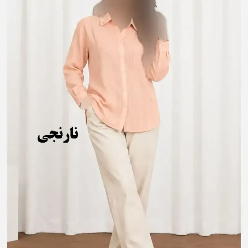 شومیز حریر شیشهای دکمهدار زنانه و دخترانه فری سایز مناسب تا سایز 50 — تصویر ۷