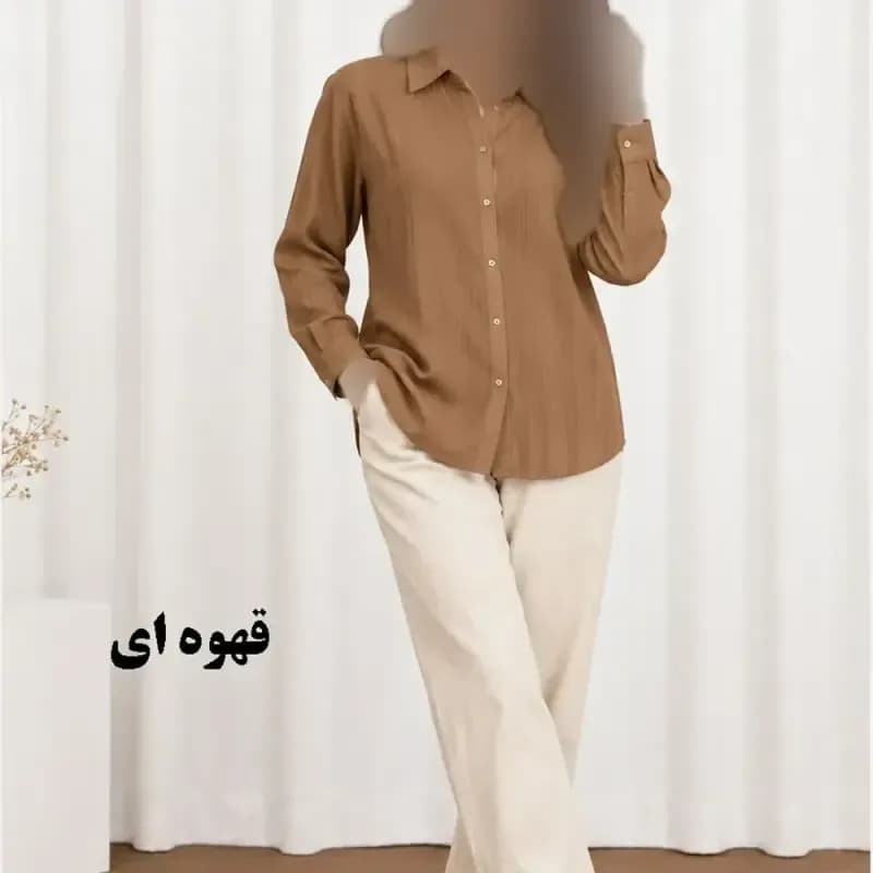 شومیز حریر شیشهای دکمهدار زنانه و دخترانه فری سایز مناسب تا سایز 50 — تصویر ۲