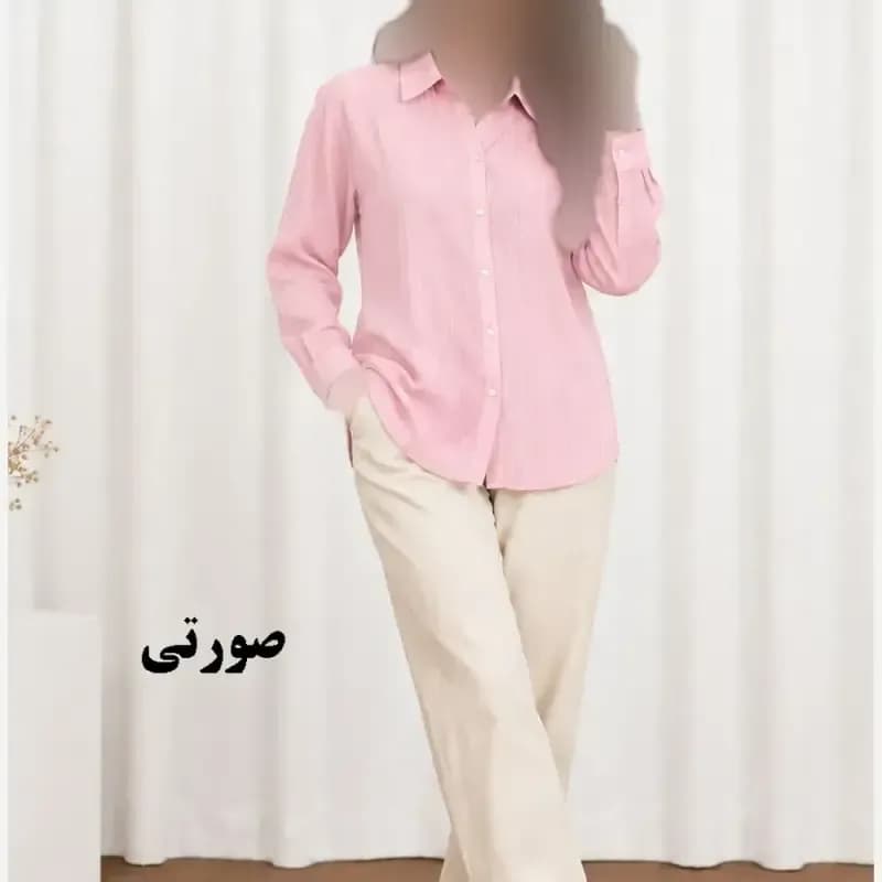شومیز حریر شیشهای دکمهدار زنانه و دخترانه فری سایز مناسب تا سایز 50 — تصویر ۳