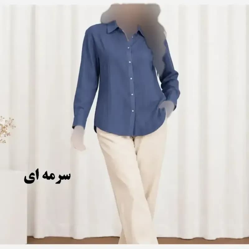 شومیز حریر شیشهای دکمهدار زنانه و دخترانه فری سایز مناسب تا سایز 50 — تصویر ۵
