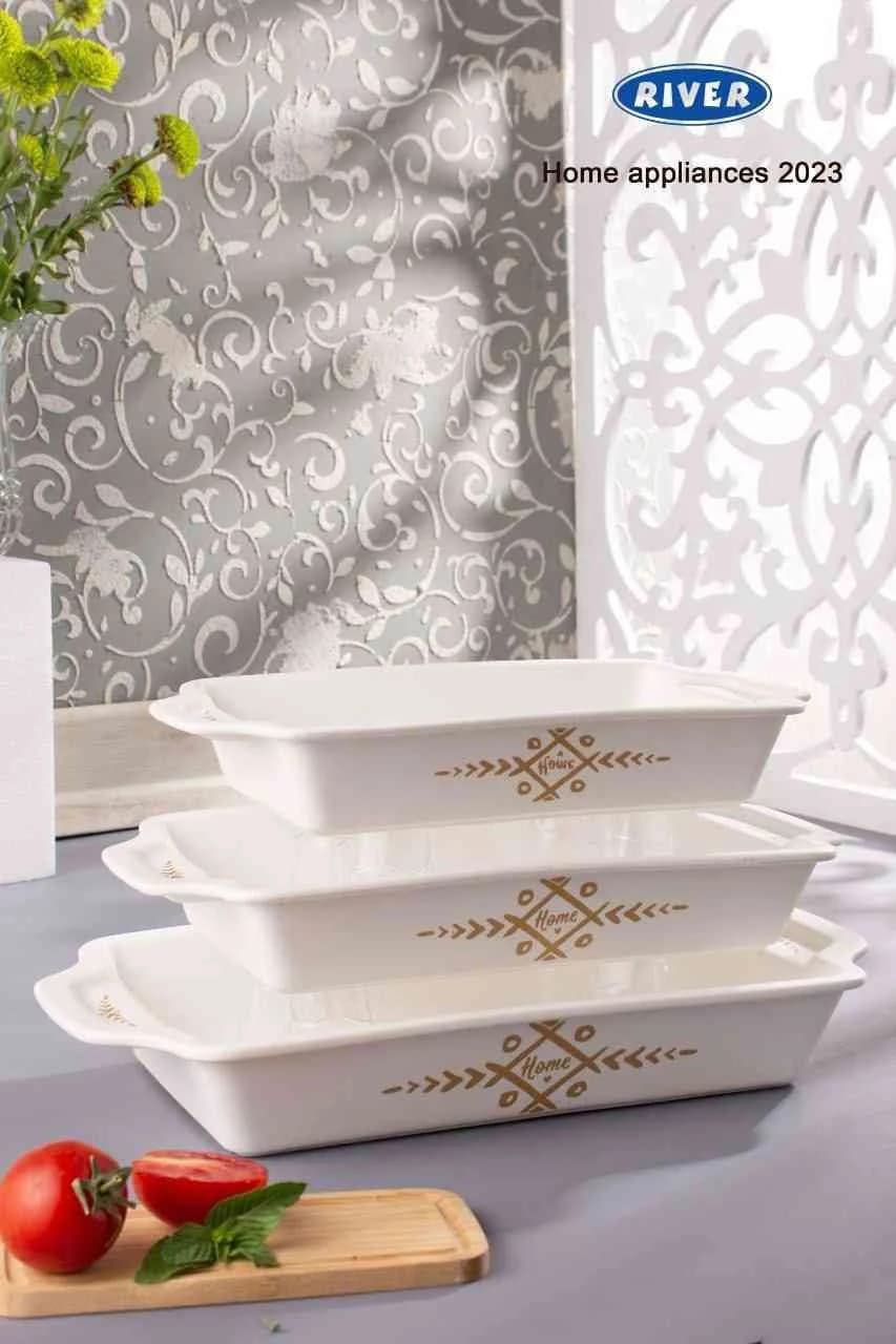 تابه مستطیل بزرگ سرمری سفید ریور کد 8170-38E