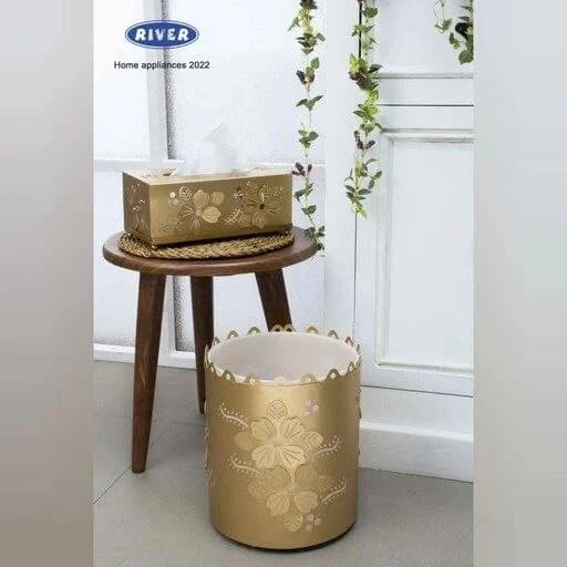 سطل و دستمال گرد گل 4پر 3بعدی طلایی ریور کد 4087
