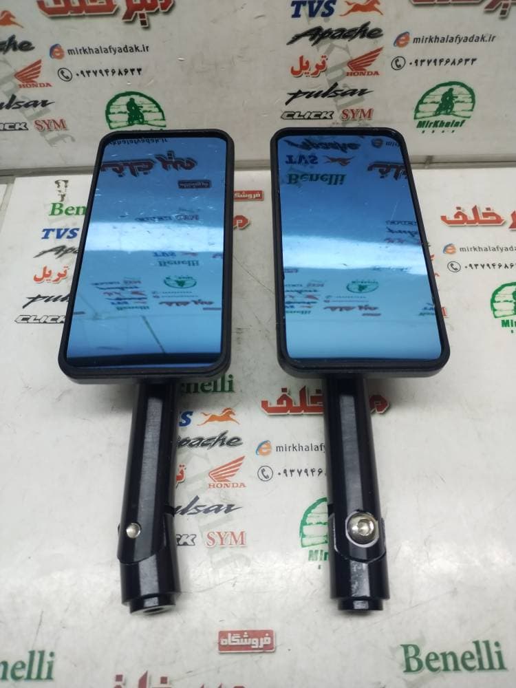 اینه (آینه) cnc رنتال اسپرت مربعی مشکی — تصویر ۲