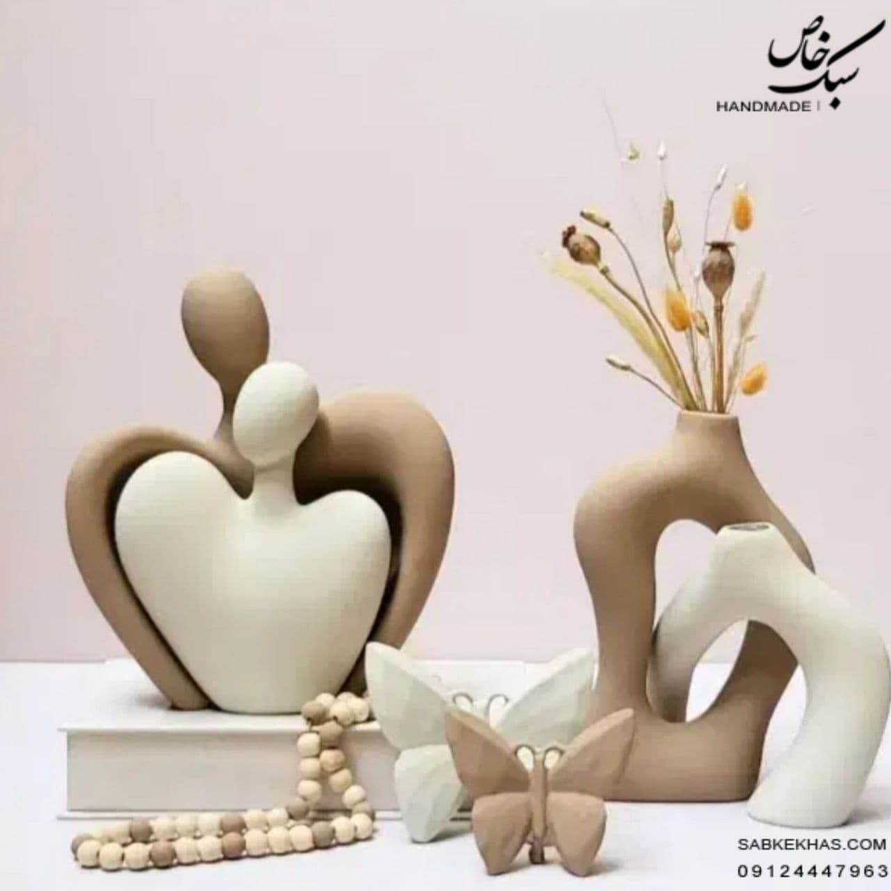 ست کامل گلدان، مجسمه آغوش و پروانه