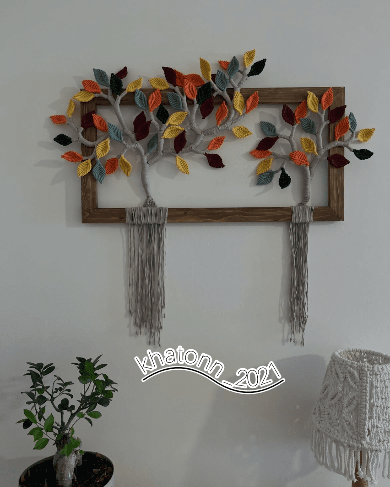 دیوارکوب مکرومه درخت زندگی خاتون ۲۰۲۱