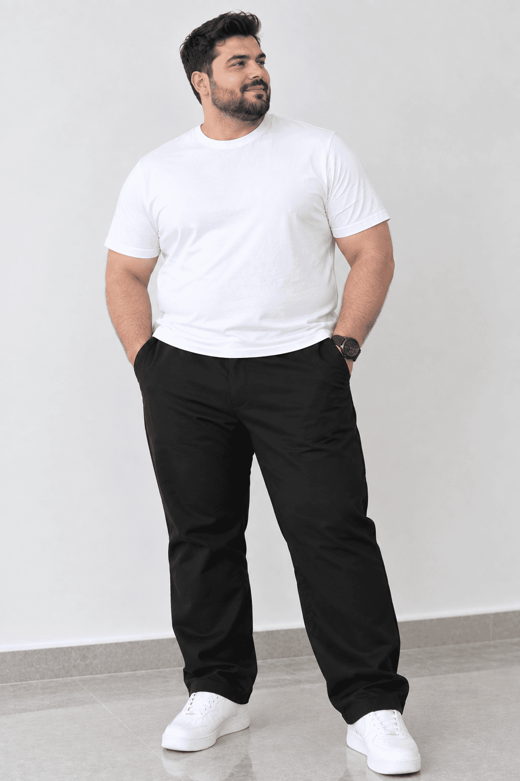 شلوار فاستونی راسته مشکی سایز بزرگ