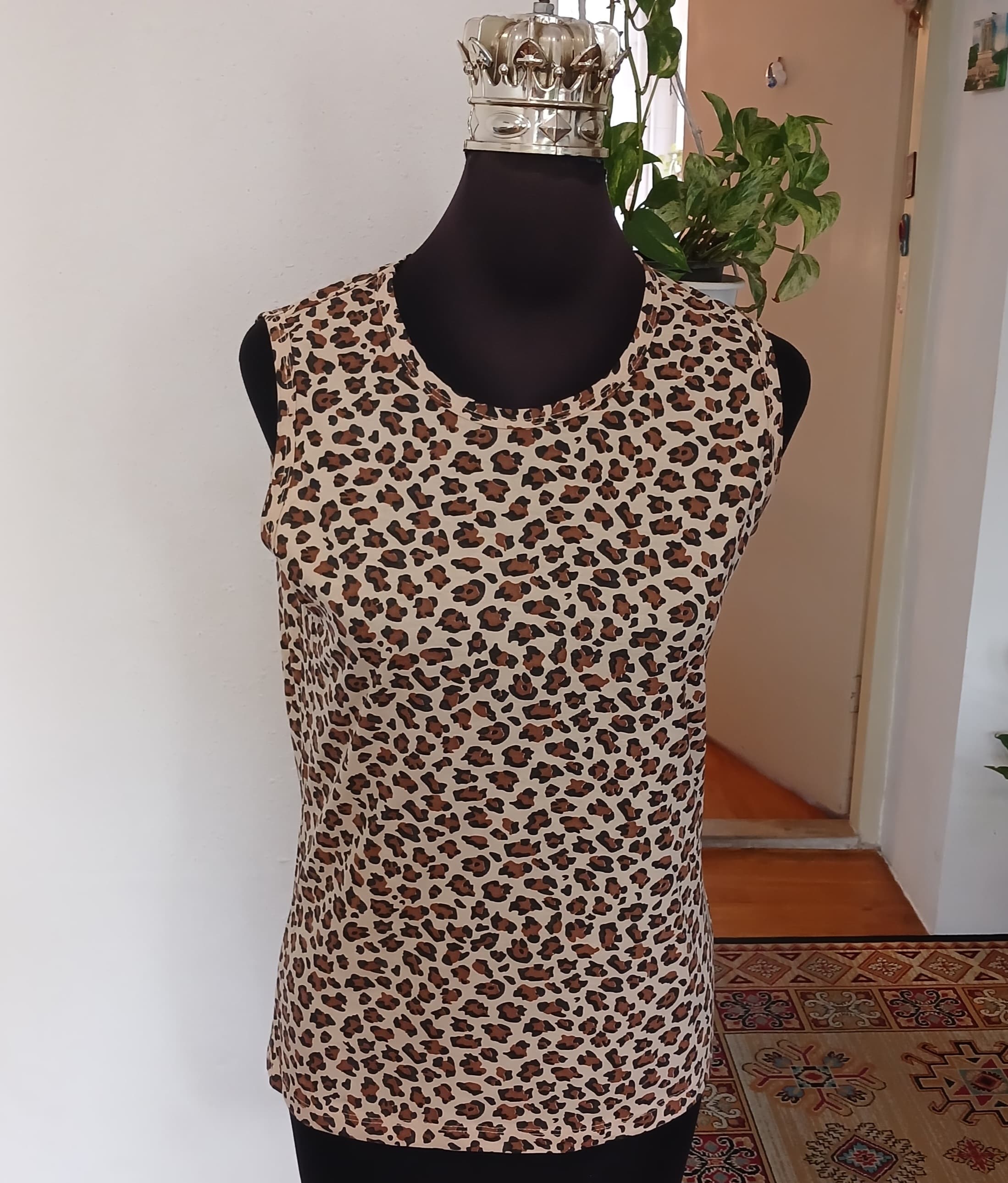 تاپ حلقه ای زنانه پلنگی نخ پنبه سایزبزرگ