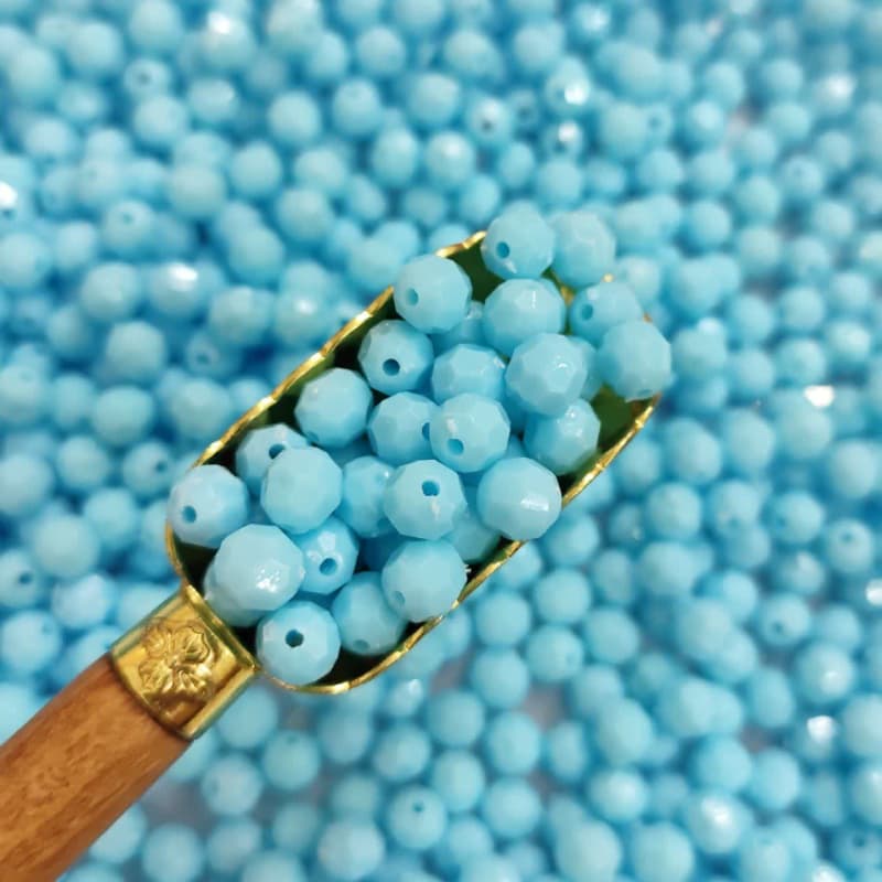 مهره رنگی ایرانی زنبوری 8میل آبی آسمانی(100گرم)