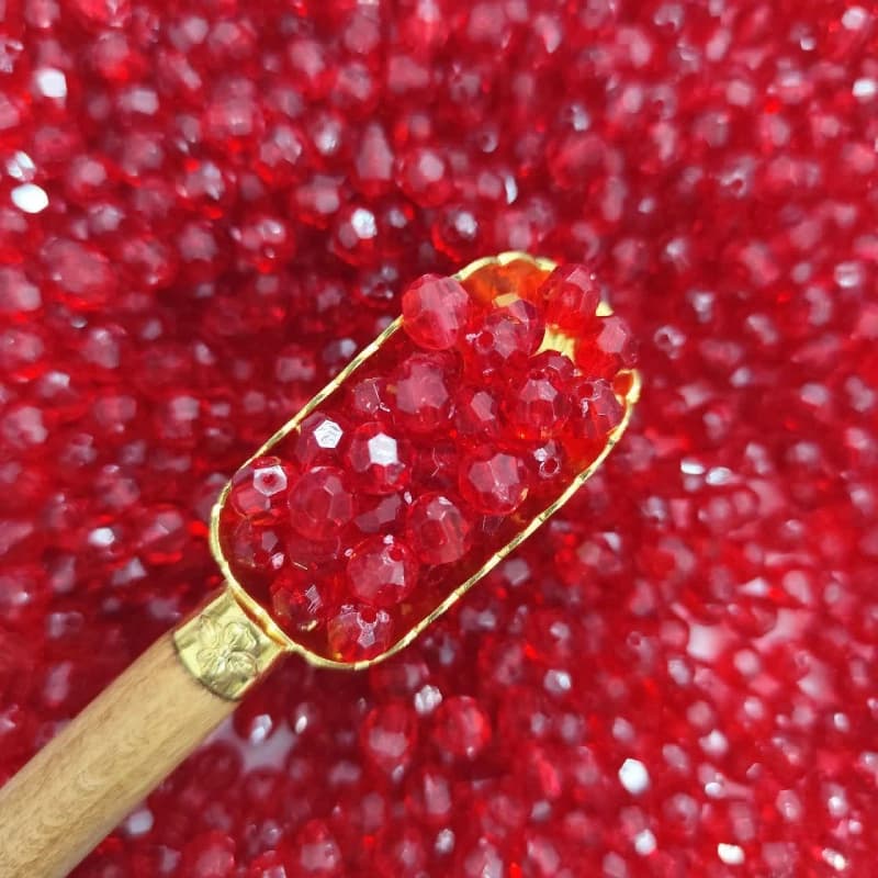 مهره رنگی ایرانی زنبوری شفاف 8میل قرمز(100گرم)