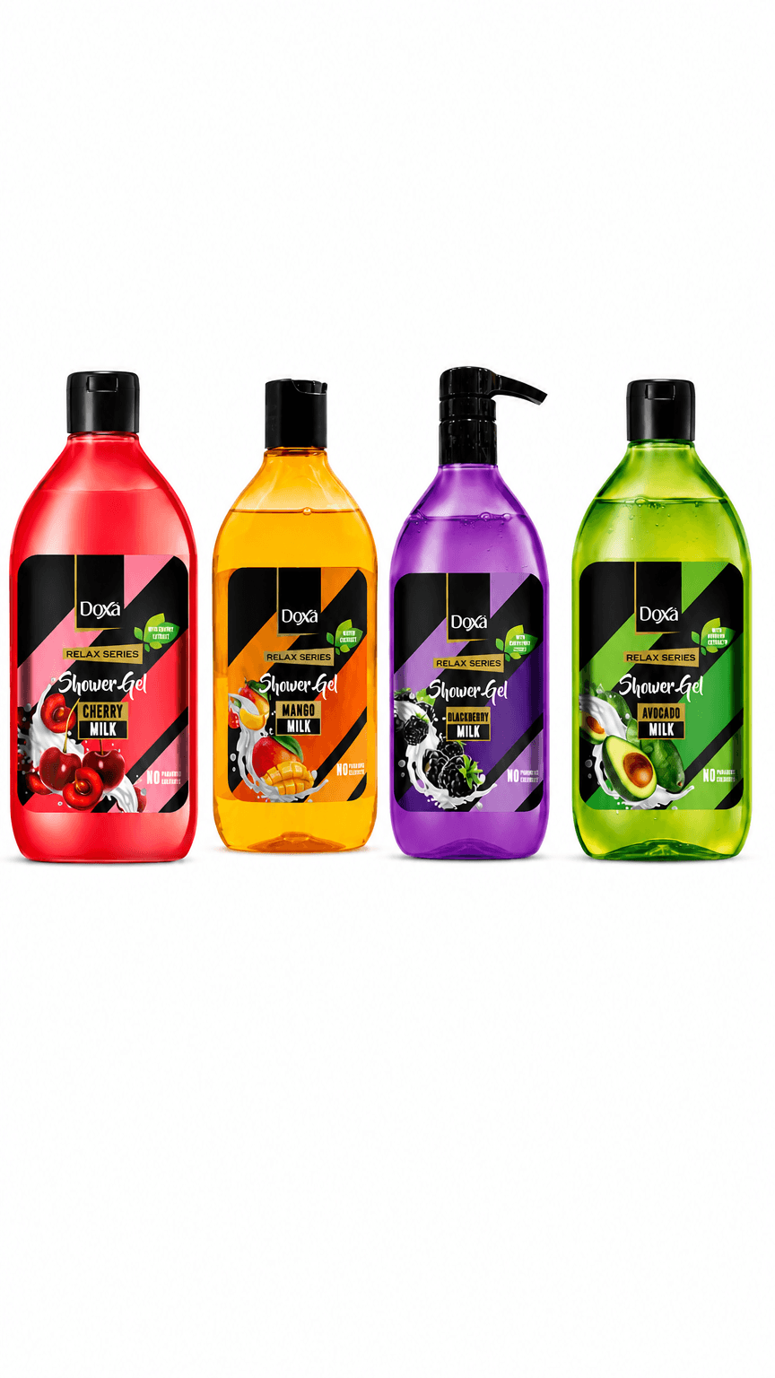 ژل حمام دوکسا 700ml– رایحه بلک‌بری، مانگو، آووکادو و چری