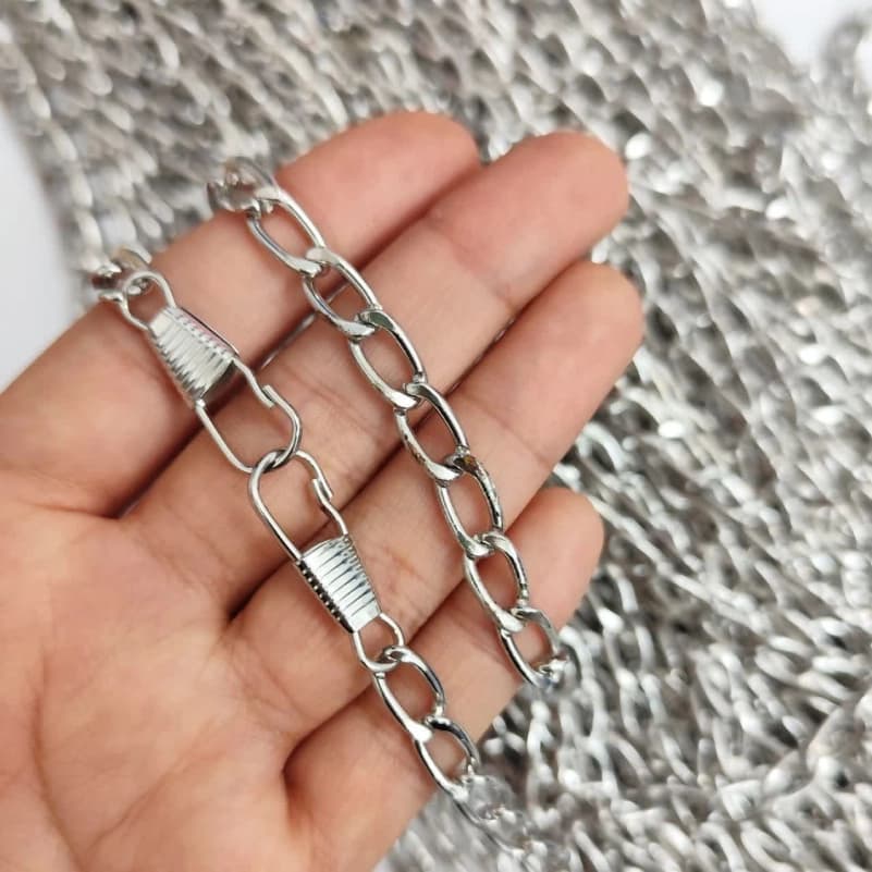 زنجیر کیف ساده نقره ای مدبر دار (ضخامت حدود 6میل)
