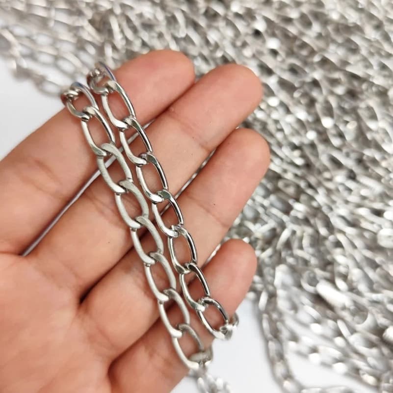 زنجیر کیف ساده نقره ای مدبر دار (ضخامت حدود 6میل) — تصویر ۲