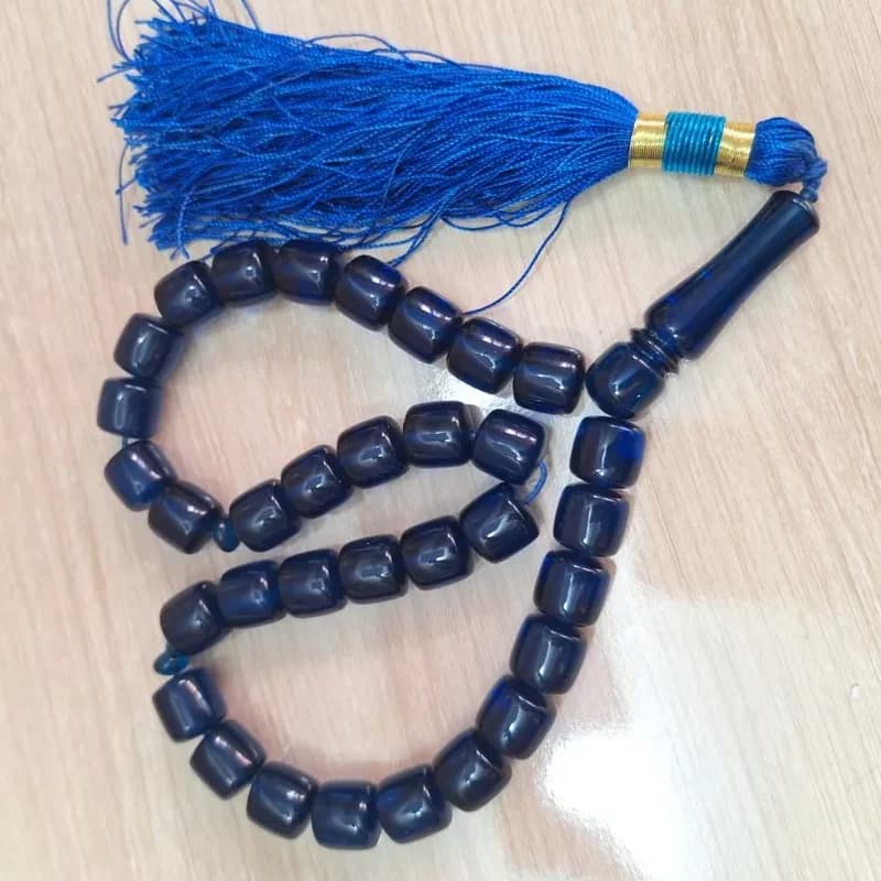 تسبیح سندلوس 33 دانه بودار تراش استوانه ای از شمش بسیار کمیاب آلمانی (تراش هنگ کنگ) کد 1029 آقابزرگ — تصویر ۹