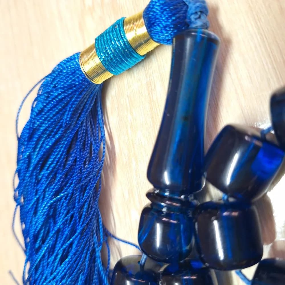 تسبیح سندلوس 33 دانه بودار تراش استوانه ای از شمش بسیار کمیاب آلمانی (تراش هنگ کنگ) کد 1029 آقابزرگ — تصویر ۷