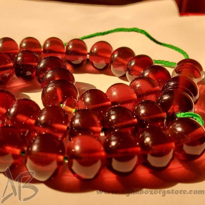 تسبیح سندلوس اصل بودار 35 دانه چرتکهای درشت عنابی کد آ748 — تصویر ۴
