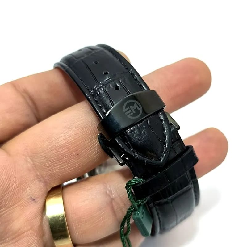 ساعت مردانه الگانس سه موتور فعال ژاپن بند چرم – فول تایم – 112801 — تصویر ۵