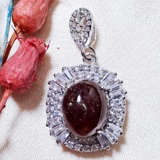 گردنبند نقره زنانه گارنت اصل بسیار زیبا عیار 925 آقابزرگ کد Med36