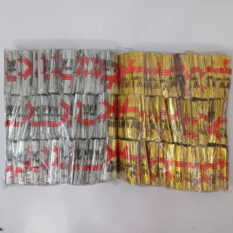 سیم بسته بندی شکلات طلایی و نقره ای(100 بسته) کارتنی
