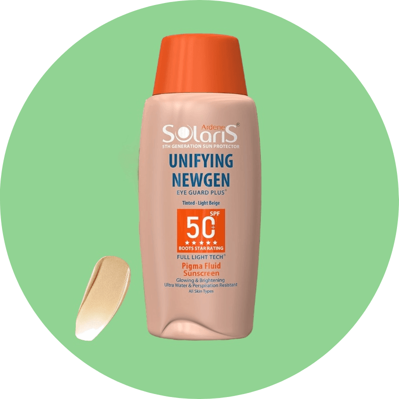 ضد آفتاب ضد لک آردن سولاریس مدل یونی فایینگ نیوژن رنگ بژ روشن SPF50+ حجم 75 میل/Ardene Solaris Unifying Newgen Light beige SPF50