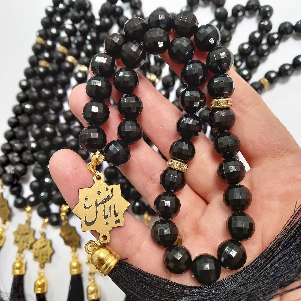 تسبیح ۳۳ دانه مهره کامپیوتری درشت با پلاک یا ابالفضل (10عددی)