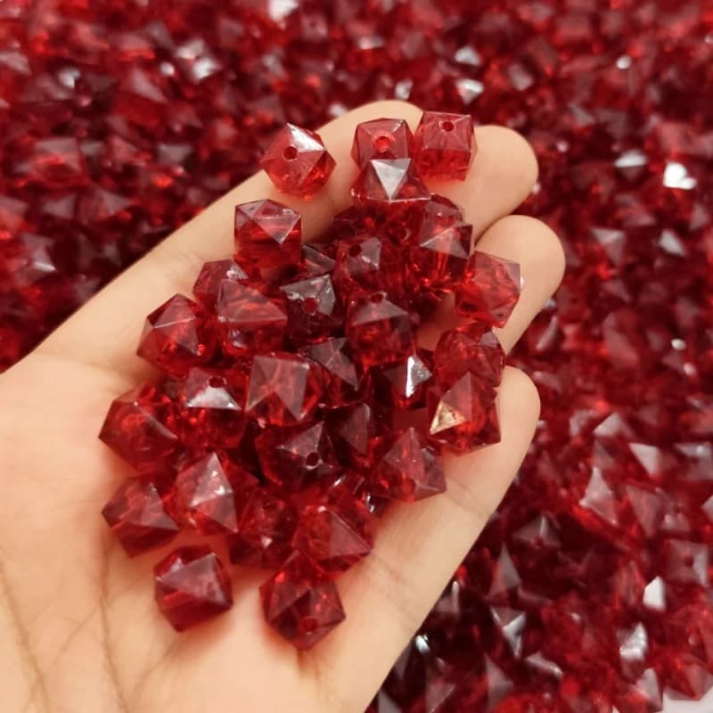 مهره رنگی ایرانی شفاف قرمز تیره چندوجهی سایز 10میل(100گرمی) — تصویر ۲