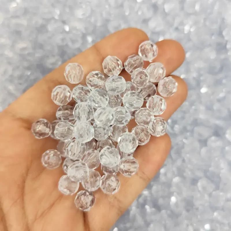 مهره رنگی ایرانی شفاف بی رنگ زنبوری سایز 8میل(100گرمی) — تصویر ۲