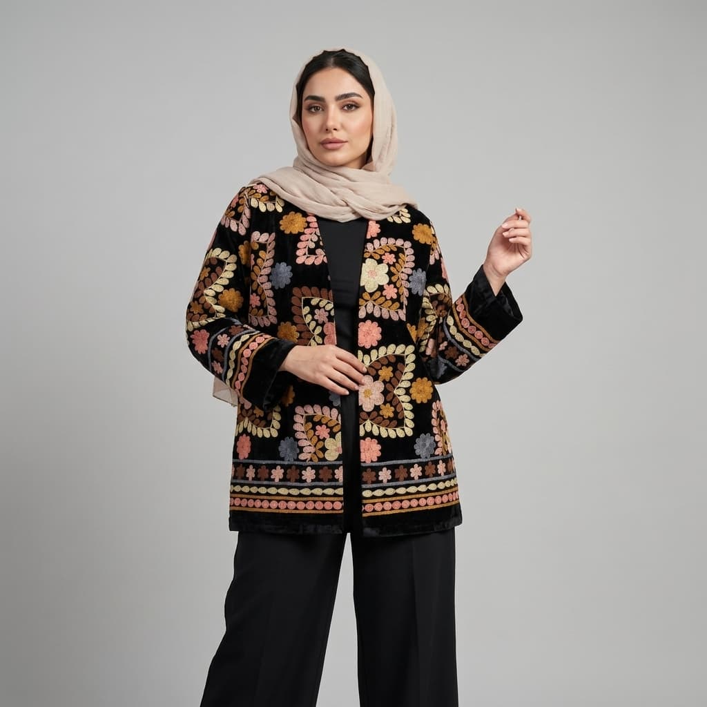 مانتو کتی مخمل بخارادوزی