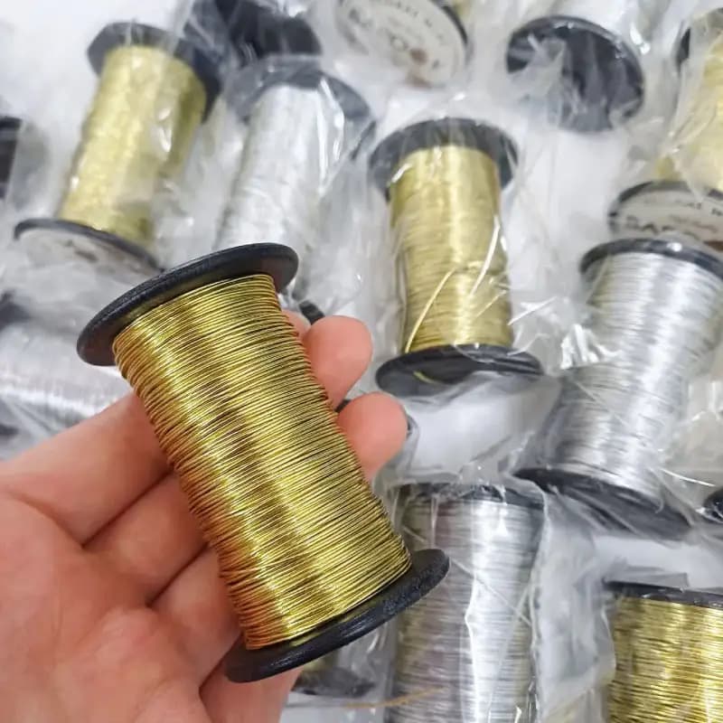 سیم گلسازی باروک روکش دار طلایی شماره 5 (1رول)