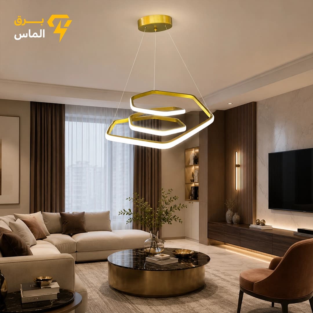 لوستر سقفی مدرن SMD مدل هالوکس با ریموت کنترل 4 حالته وارداتی/طلایی/24 ماه ضمانت