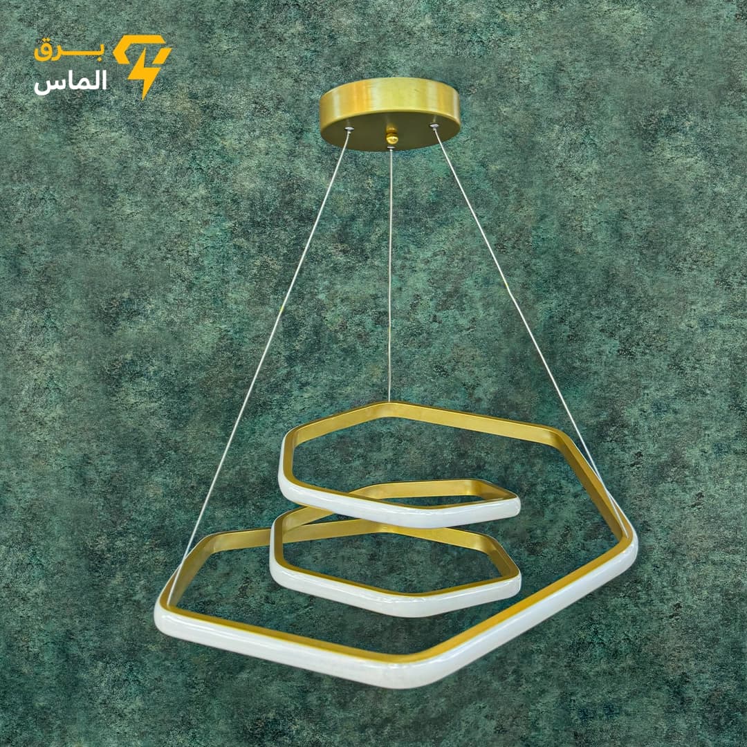 لوستر سقفی مدرن SMD مدل هالوکس با ریموت کنترل 4 حالته وارداتی/طلایی/24 ماه ضمانت — تصویر ۲