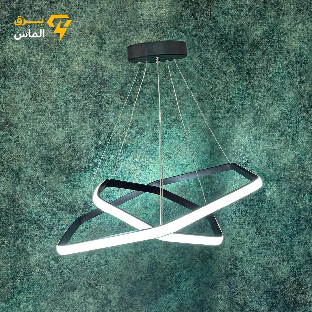لوستر سقفی SMD مدرن 2 حلقه 6ضلعی با ریموت کنترل 4 حالته وارداتی/مشکی/24 ماه ضمانت — تصویر ۳
