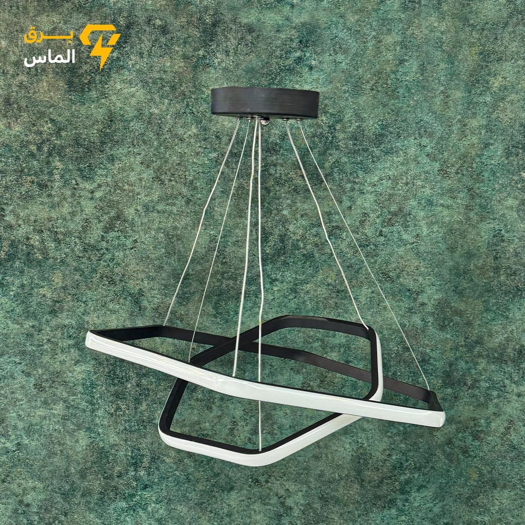 لوستر سقفی SMD مدرن 2 حلقه 6ضلعی با ریموت کنترل 4 حالته وارداتی/مشکی/24 ماه ضمانت — تصویر ۲