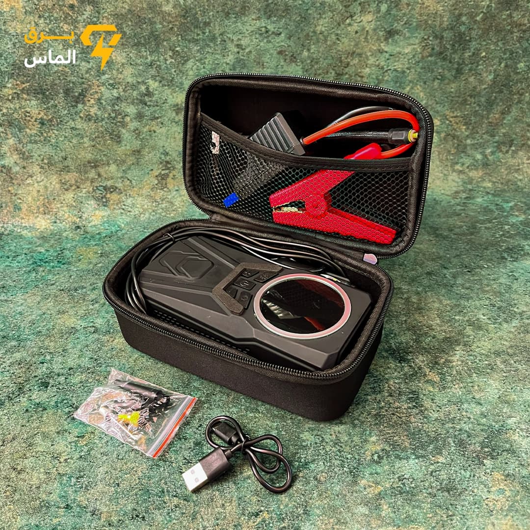 پمپ باد و جامپ استارتر چند کاره MDHL MD-1231 – باتری 8400mAh، فشار 150PSI و پاوربانک پرتابل — تصویر ۲