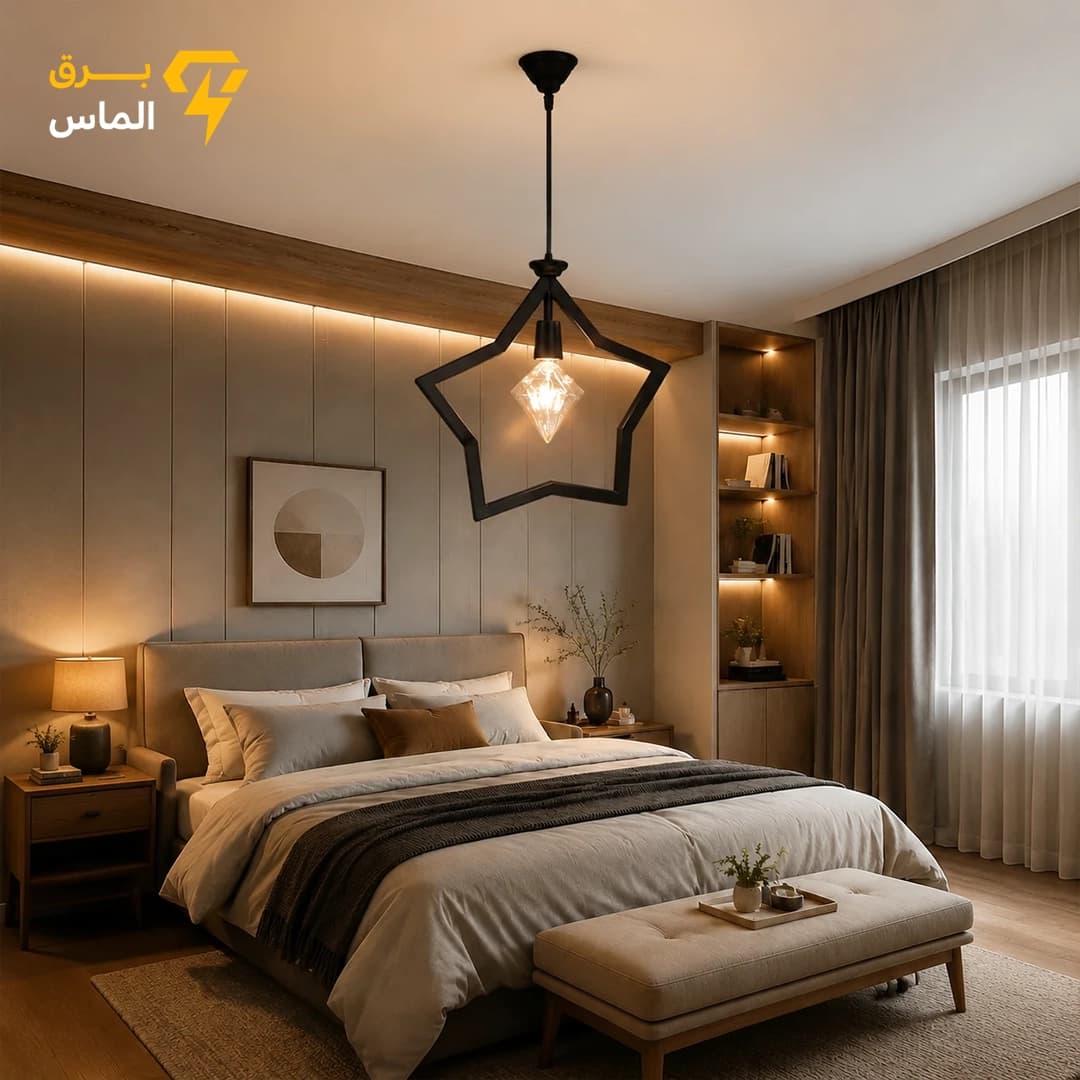 چراغ آویز فلزی طرح ستاره مینیمال